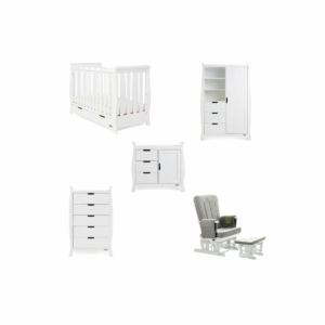 Obaby Stamford Mini Sleigh 5 Piece Furniture Roomset-White