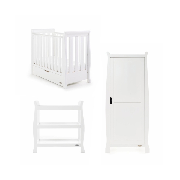 Obaby Stamford Sleigh SPACE SAVER 3 Piece Furniture Room Set-Whi