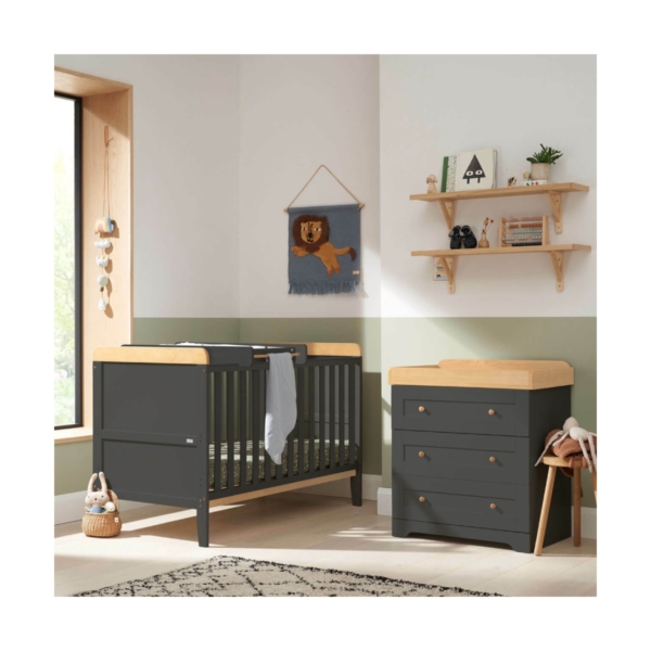 Tutti Bambini Rio 2 Piece Room Set with Cot Top Changer-Slate Gr
