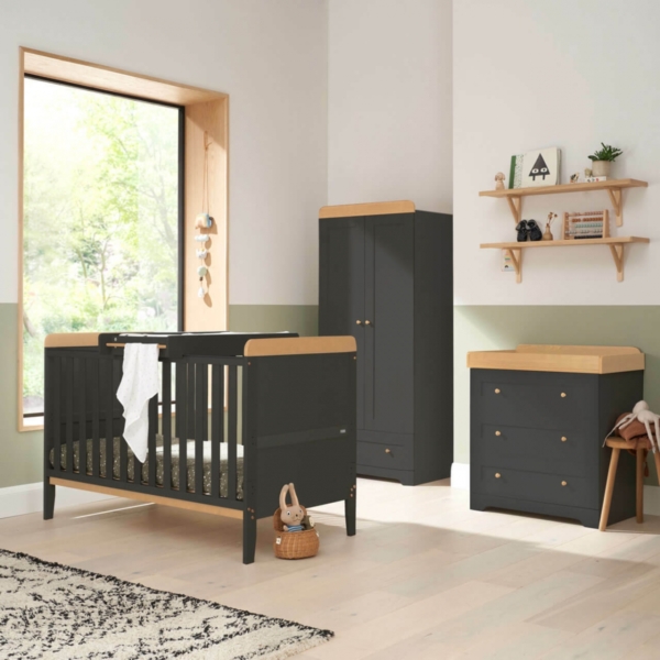 Tutti Bambini Rio 3 Piece Room Set with Cot Top Changer-Slate Gr