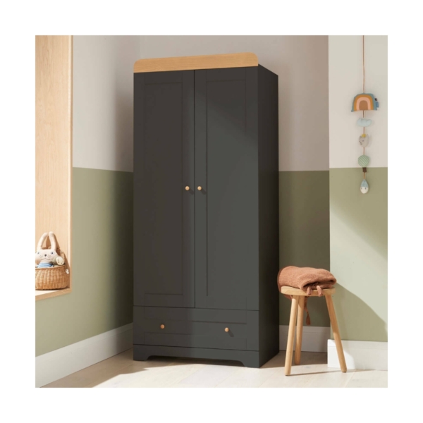 Tutti Bambini Rio Wardrobe-Slate Grey & Oak