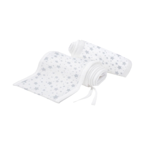 Breathable Baby Classic Cot Liners 2 Sided-White With Grey Stars