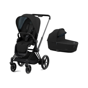 Cybex e-Priam Black Pushchair with Lux Carry Cot-Deep Black