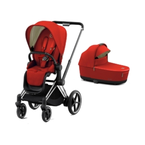 Cybex e-Priam Chrome Pushchair with Lux Carry Cot-Autumn Gold/Bl