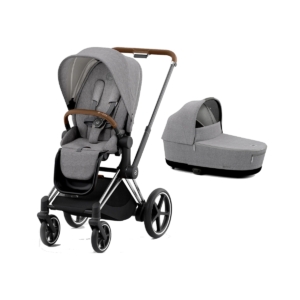Cybex e-Priam Chrome Pushchair with Lux Carry Cot-Manhattan Grey