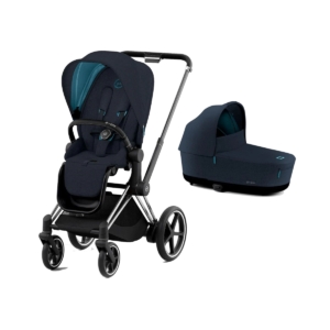 Cybex e-Priam Chrome Pushchair with Lux Carry Cot-Midnight Blue