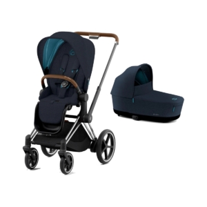 Cybex e-Priam Chrome Pushchair with Lux Carry Cot-Midnight Blue