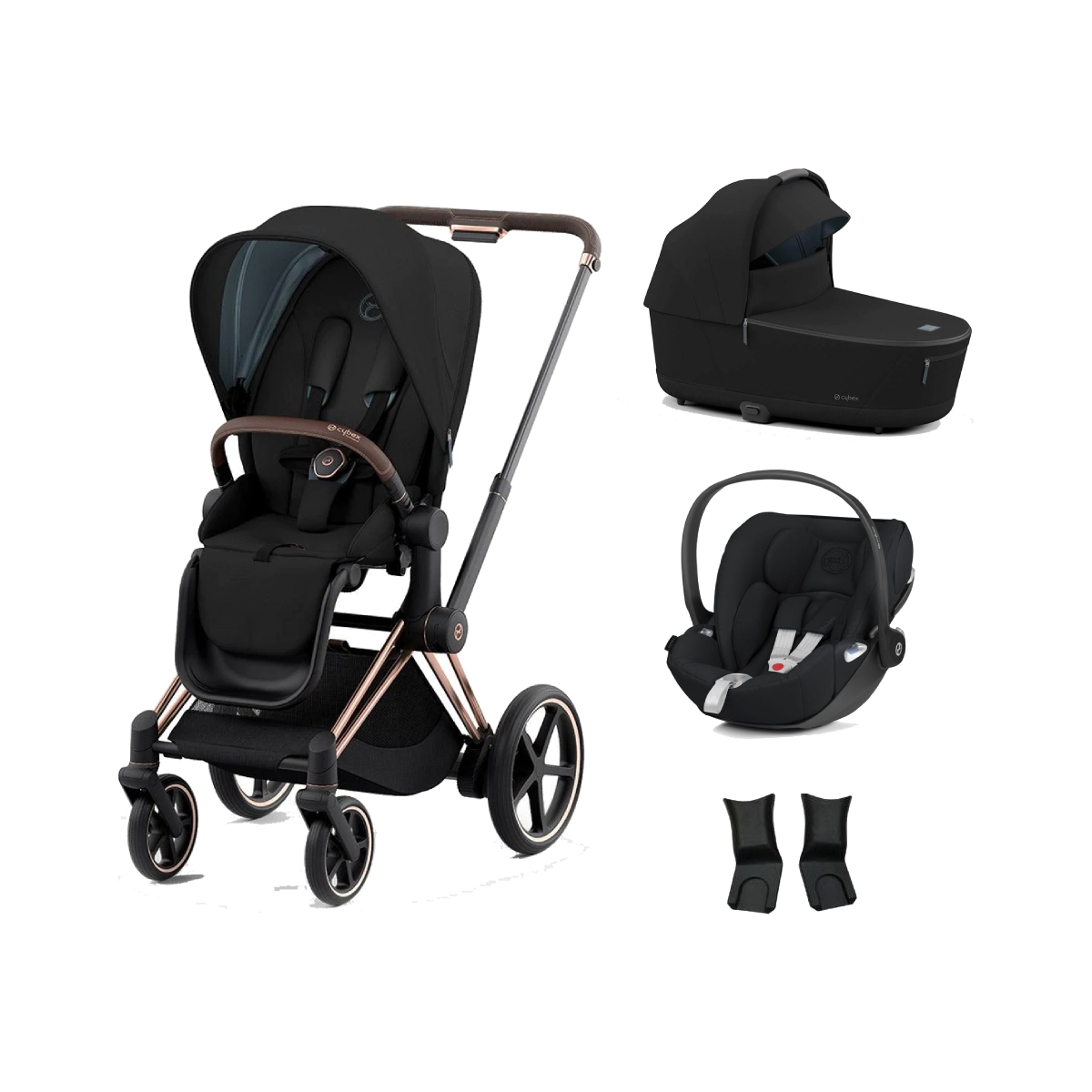 Cybex ePriam Rose Gold Pushchair with Lux Carry Cot & Cloud Z C