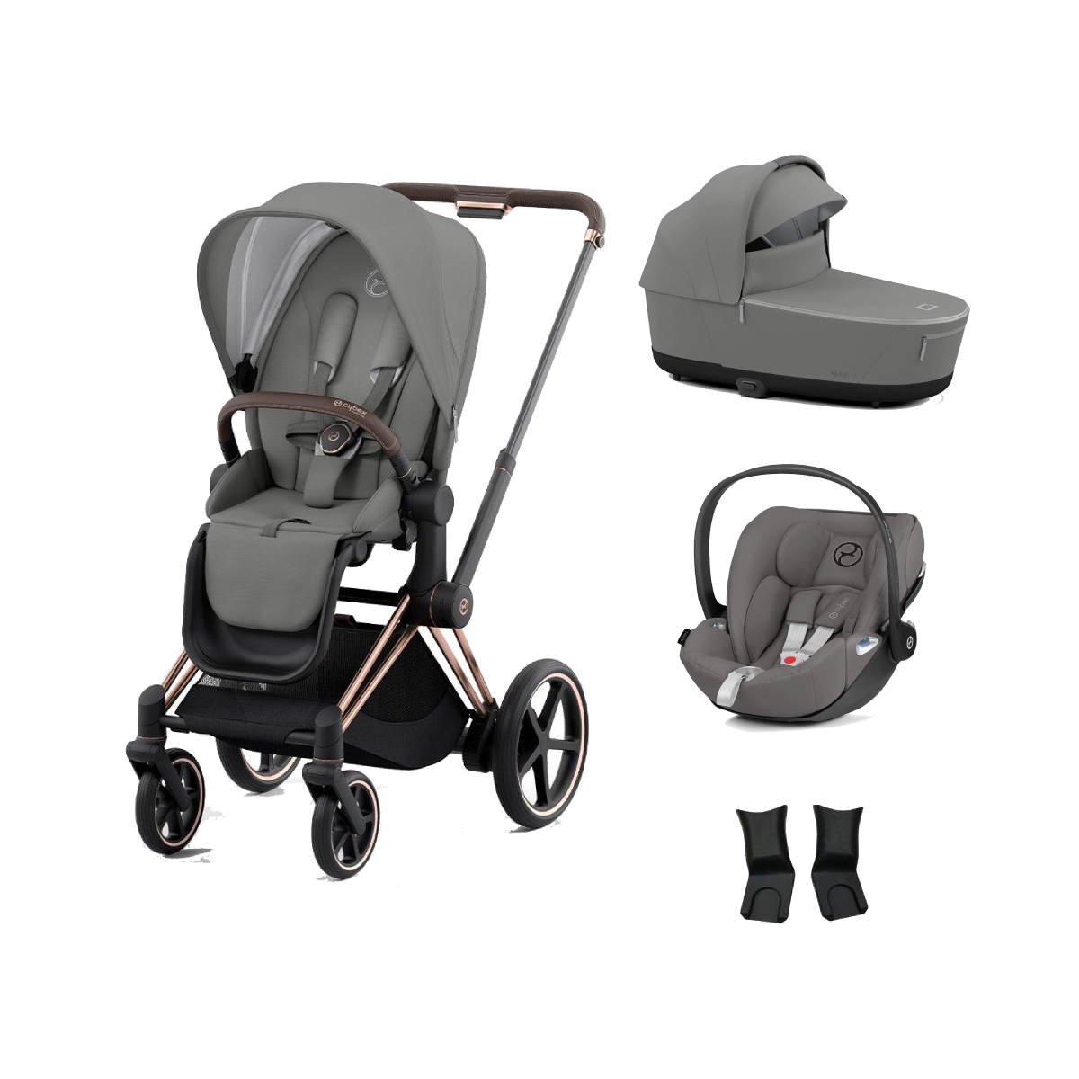 Cybex e-Priam Rose Gold Pushchair with Lux Carry Cot & Cloud Z C