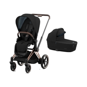 Cybex e-Priam Rose Gold Pushchair with Lux Carry Cot-Deep Black