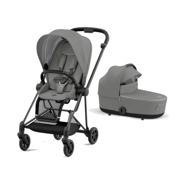 Cybex Mios Black Pushchair with Lux Carry Cot-Soho Grey (New 202