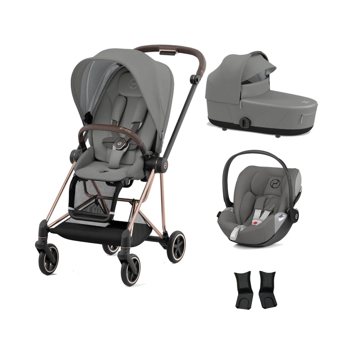 Cybex Mios Rose Gold Pushchair with Lux Carry Cot & Cloud Z Car