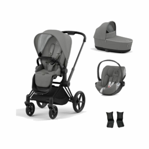 Cybex Priam Black Pushchair with Lux Carry Cot & Cloud Z Car Sea