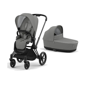 Cybex Priam Black Pushchair with Lux Carry Cot-Soho Grey (New 20