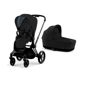 Cybex Priam Black Pushchair with Lux Carry Cot-Stardust Black (N