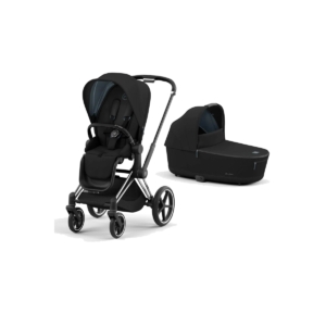 Cybex Priam Chrome Pushchair with Lux Carry Cot-Deep Black/Black