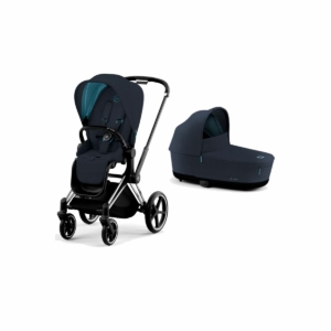 Cybex Priam Chrome Pushchair with Lux Carry Cot-Midnight Blue Pl