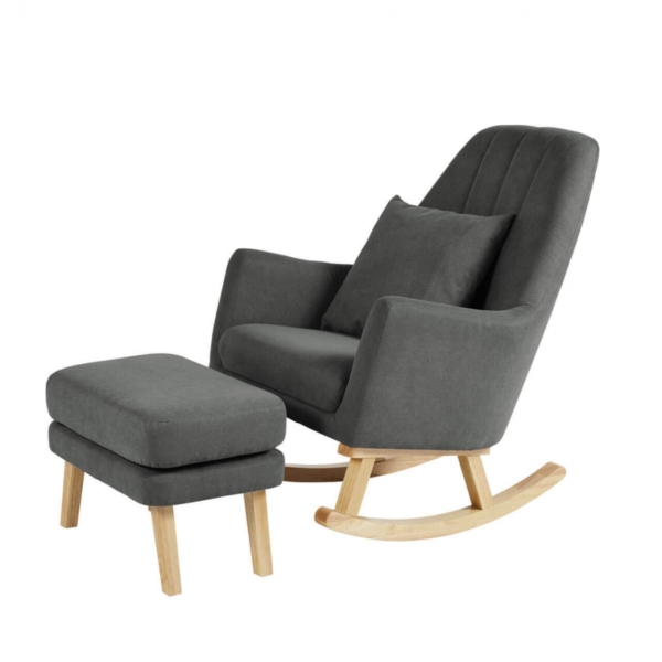 Ickle Bubba Eden Nursery Chair and Stool-Charcoal Grey