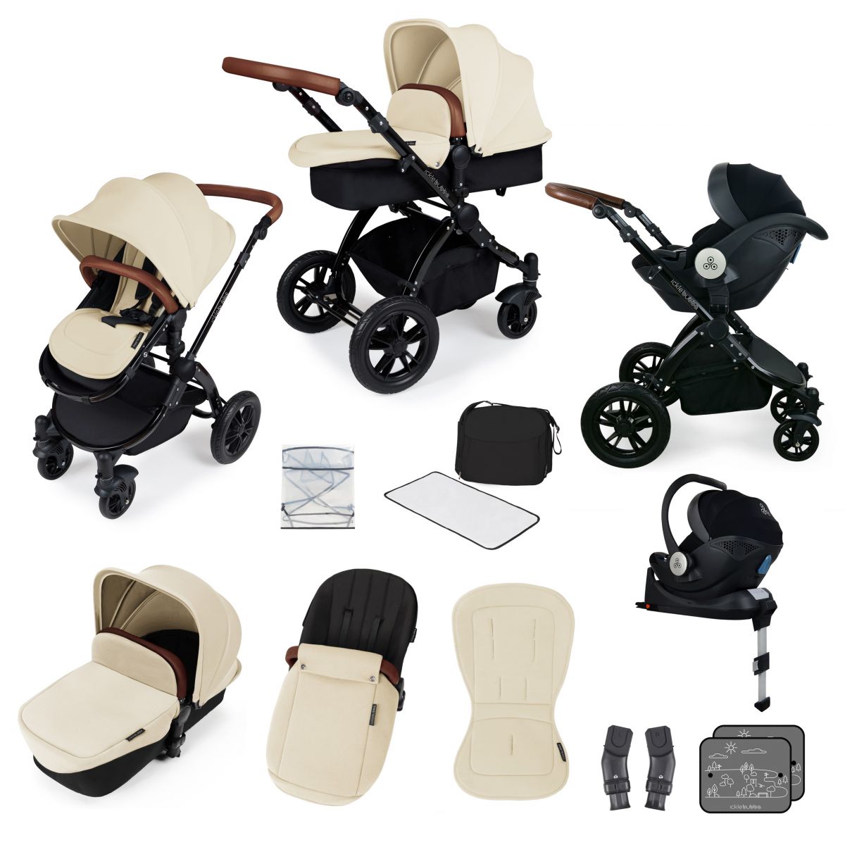 Ickle Bubba Stomp V3 Black Frame I-SIZE Travel System With Mercu