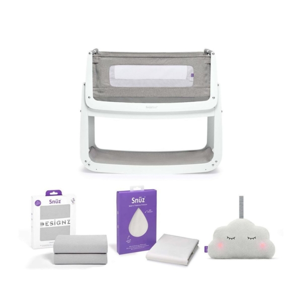 SnuzPod4 Bedside Crib Bundle Package - Dusk Grey (ES)