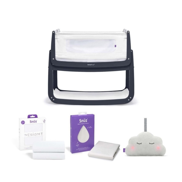 SnuzPod4 Bedside Crib Bundle Package - Navy (ES)
