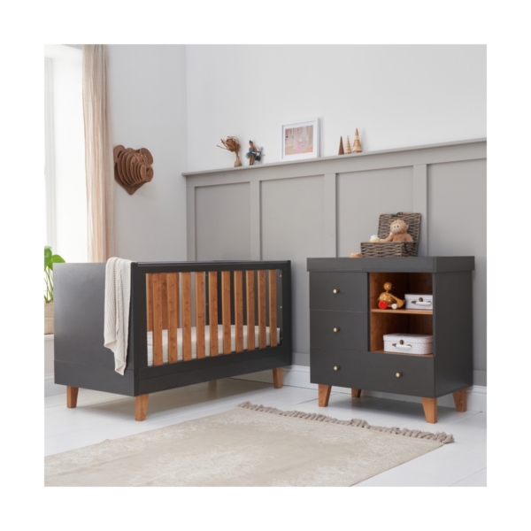 Tutti Bambini Como 2 Piece Roomset-Slate Grey/Rosewood