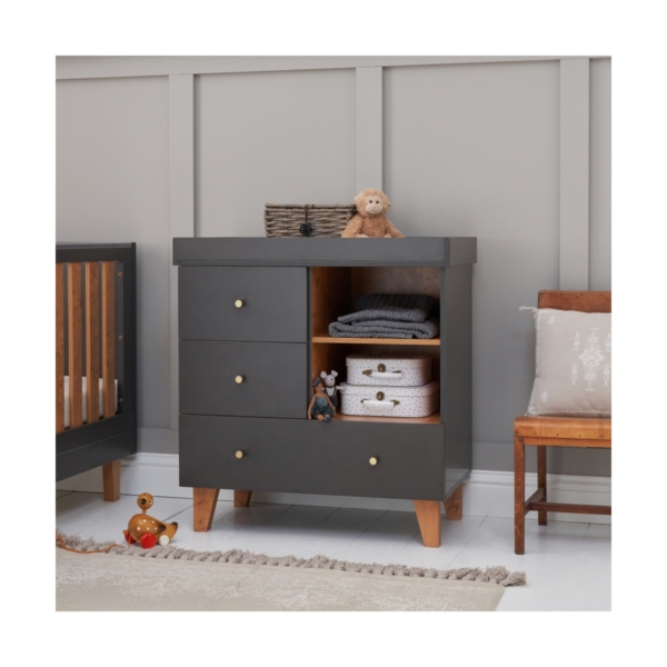 Tutti Bambini Como Chest Changer-Slate Grey/Rosewood