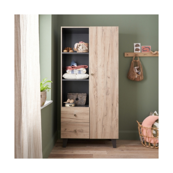 Tutti Bambini Como Wardrobe-Distressed Oak/Slate Grey