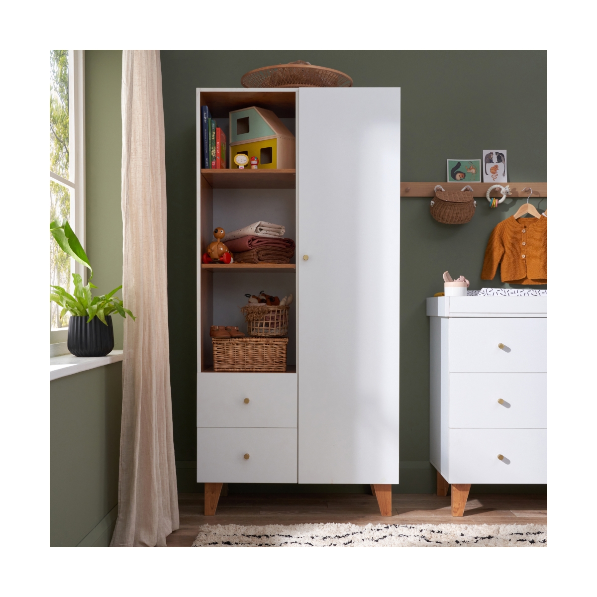 Tutti Bambini Como Wardrobe-White/Rosewood