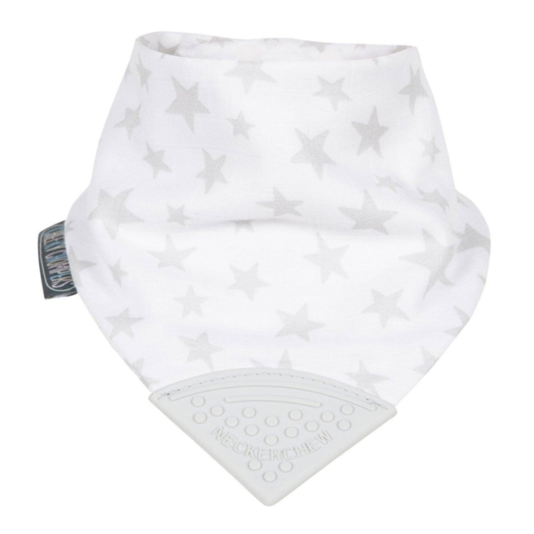Cheeky Chompers Silver Stars Muslin Neckerchew Teething Dribble