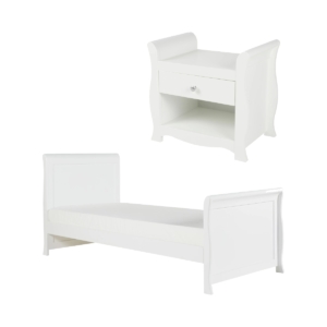 Ickle Bubba Snowdon Single Bed and Bedside Cabinet-White