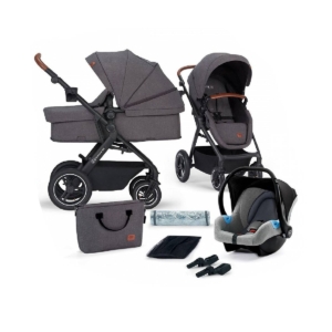 Kinderkraft B-Tour 3in1 with Mink Car Seat Travel System-Dark Gr