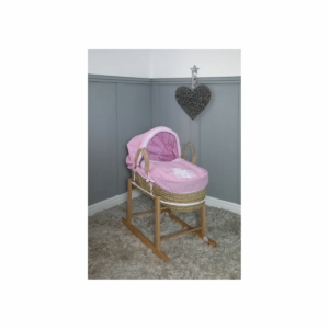 Cuddles Collection Bear Palm Moses Basket with Rocking Stand-Pin