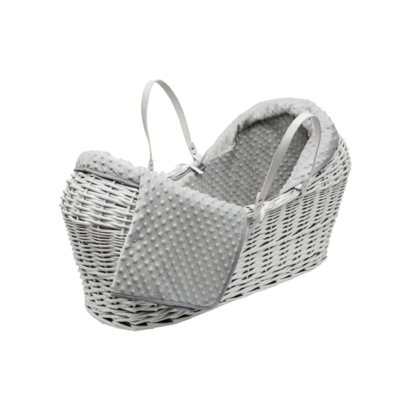 Kindervalley Grey Dimple Wicker Pod Moses BasketWhite Everything Baby