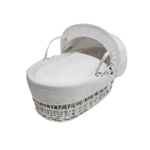 Kindervalley Waffle White Wicker Moses Basket-White