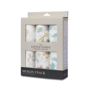 Little Linen 3 Pack Muslin Prints-Safari Bear