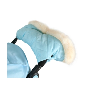 My Babiie Fur Trimmed Pushchair Handmuff-Baby Blue (MBZZHMBB)