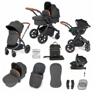 Ickle Bubba Stomp Luxe Black Frame Travel System With Stratus i-