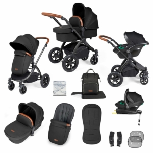 Ickle Bubba Stomp Luxe Black Frame Travel System With Stratus i-