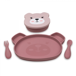 Tum Tum Silicone Weaning Set-Boris-Betsy Bear Pink