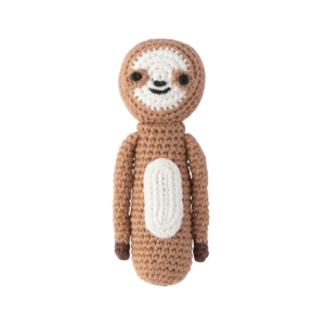 Weegoamigo Sleepy Sloth Crochet Rattle-Brown