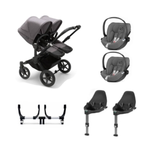 Bugaboo Donkey 5 Twin (Cloud Z) Travel System Bundle-Black/Grey