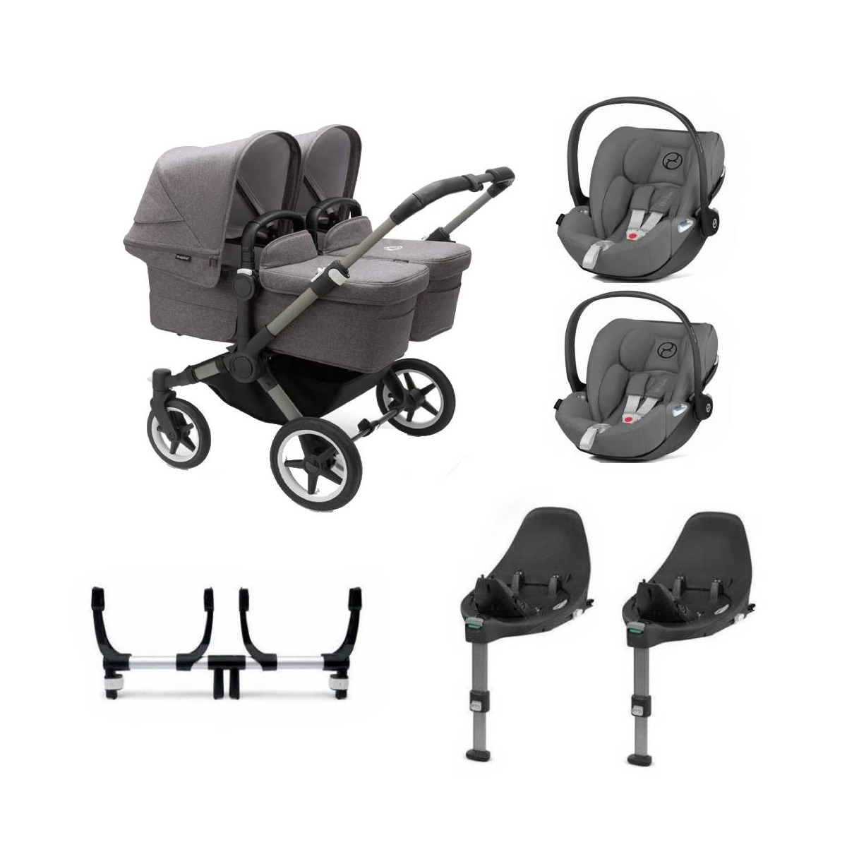 Bugaboo Donkey 5 Twin (Cloud Z) Travel System BundleGraphite/Gr