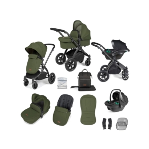 Ickle Bubba Stomp Luxe Black Frame Travel System With Stratus i-