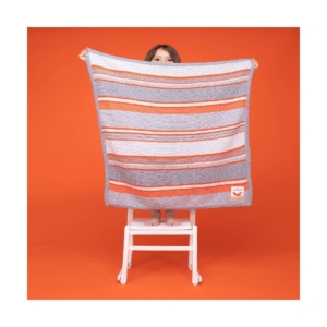 Ziggle Dream Big Stay Cosy Knitted Stripe Blanket-Grey/Orange