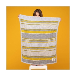 Ziggle Dream Big Stay Cosy Knitted Stripe Blanket-Grey/Yellow