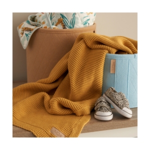 Tutti Bambini Chunky Knitted Baby Blanket-Ochre