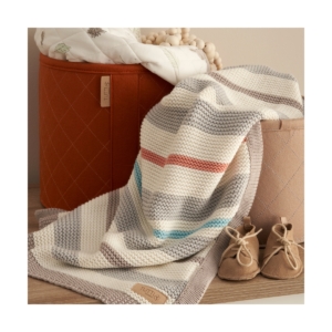 Tutti Bambini Cocoon Chunky Knitted Baby Blanket-White/Brown