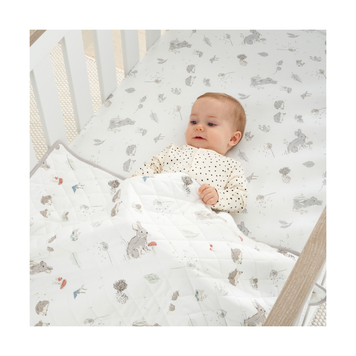 Tutti Bambini Cocoon Cot/Cot Bed Coverlet-White/Brown