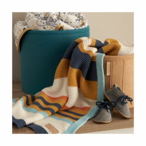 Tutti Bambini Our Planet Chunky Knitted Baby Blanket-White/Blue